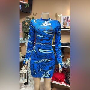 Blue Swirl Pattern Dress